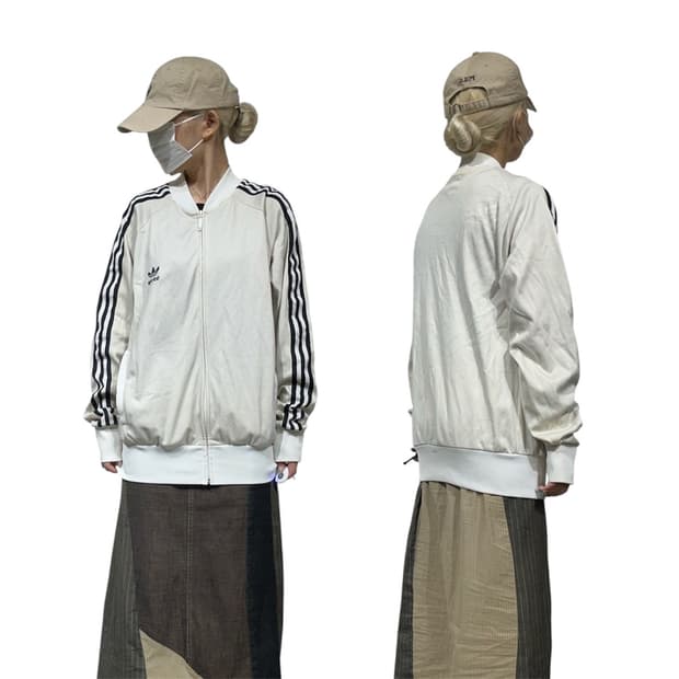 00s 아디다스 대대장 화이트 블랙 삼선 와투케 올드스쿨 트랙탑 져지 M