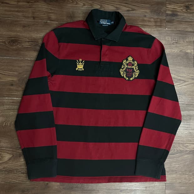 폴로 랄프로렌 자수 크레스트 로고 럭비티