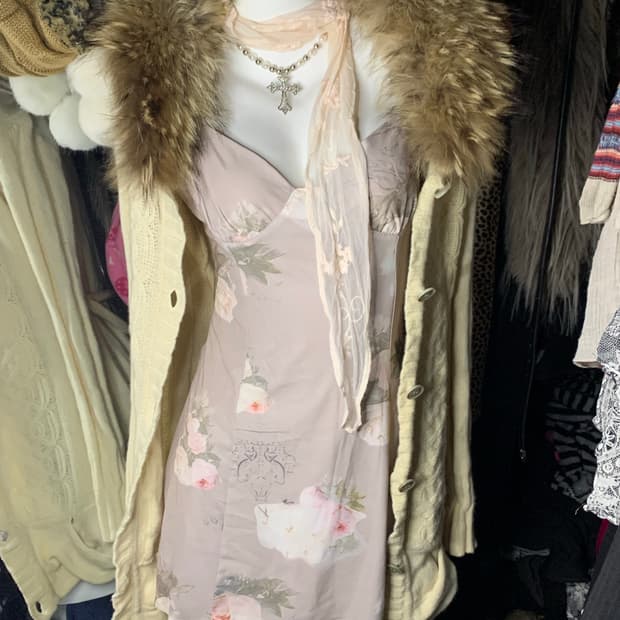 나나 하치st 빈티지  엔틱 플라워 슬립 원피스