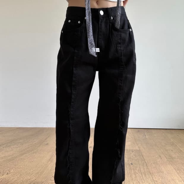 이너뮤트 그런지 라인 블랙 팬츠 M