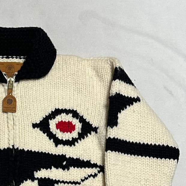 38 코위찬 캐나다 범고래 자수 캐네디언 울 스웨터