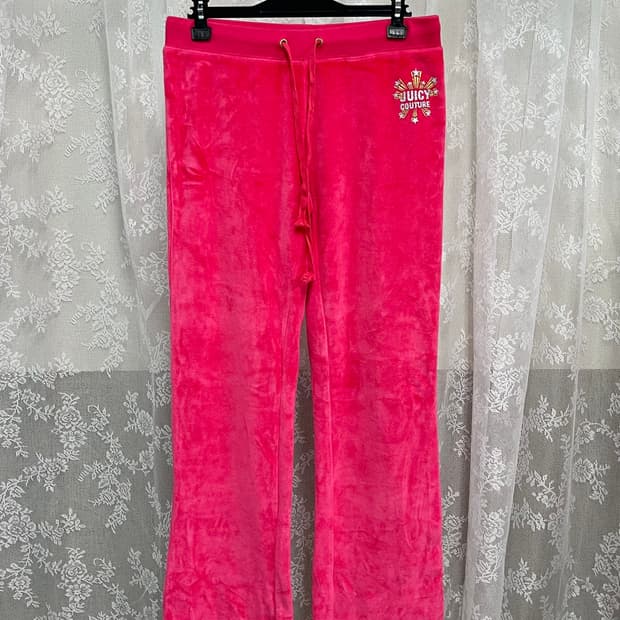 S) 쥬시꾸뛰르 벨벳 트레이닝 팬츠 핑크