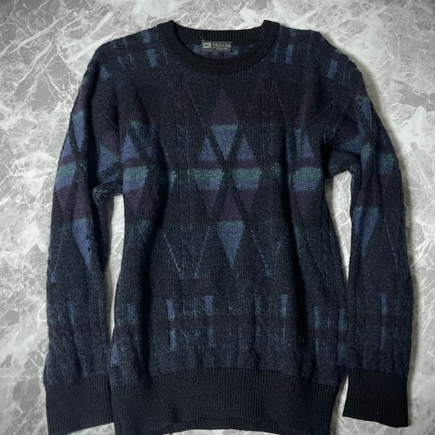 (Japanese vintage)ethnic round knit