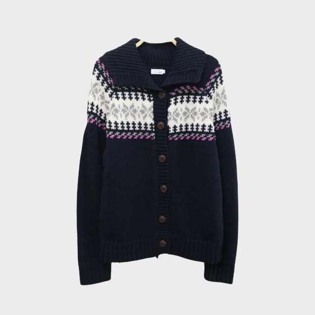 PBI 눈꽃 터틀넥 니트 가디건 60408