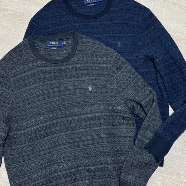 폴로 메리노울 페어아일 니트 그레이/네이비 2개