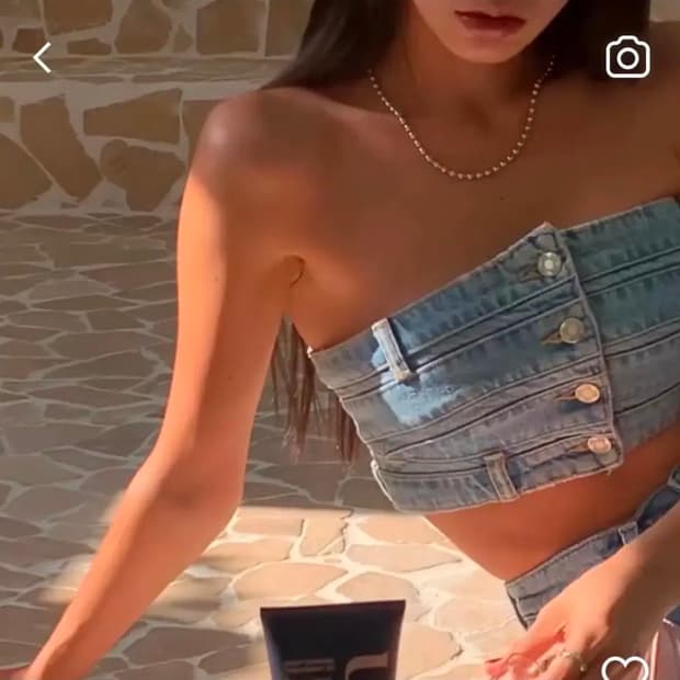 자라 zara 연청 데님 튜브탑 크롭탑 오프숄더 xs