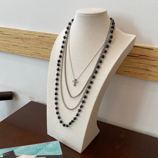 고딕무드 십자가 레이어드 목걸이 y2k 빈티지