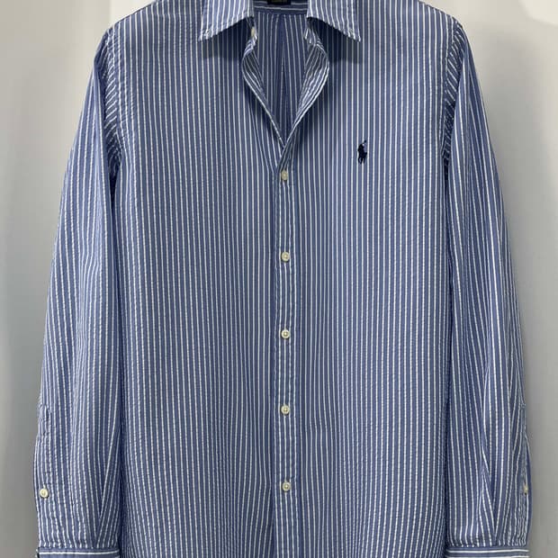 폴로 랄프로렌 스카이블루 시어서커 써머 버튼다운 셔츠