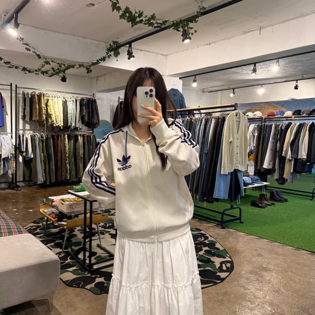 아디다스 00‘s 화이트 퍼플 후드집업