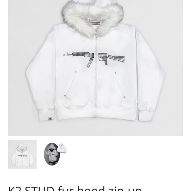 Landminegirl K2 STUD fur hood zip-up (WH
