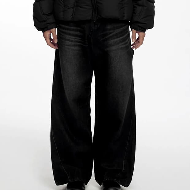 HIGHLIGHT WASHED JEANS (UNISEX) BLACK