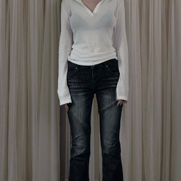 보헤미안서울 커브드 라인 부츠컷 진 딥그레이