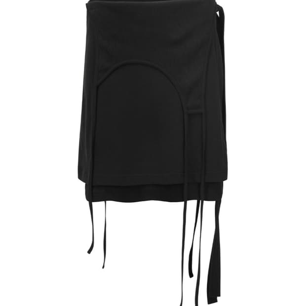 NACHE FOLD LAYERED SKIRT BLACK