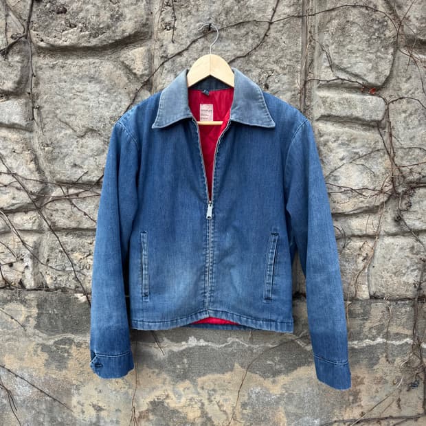70s jc penney 빈티지 하드페이딩 코듀로이 데님 워크 자켓