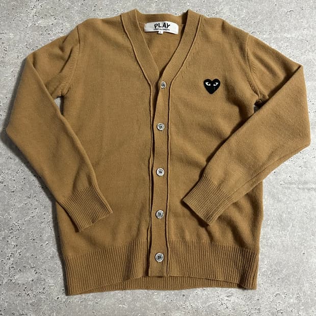 플레이 꼼데가르송 하트 가디건 브라운 L