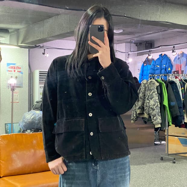 디스이즈네버댓 스펠아웃로고 코로듀이 블랙 셔츠 자켓 B3529