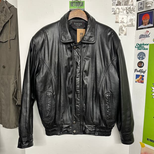 90‘s 카우레더 블루종 자켓(다운 라이너)