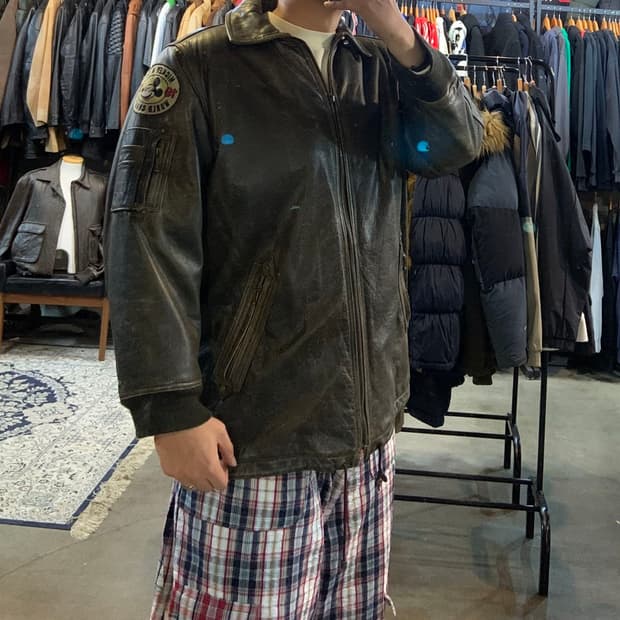 디즈니 90s 미키마우스 소가죽 코트 XL