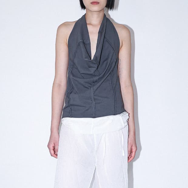 jaeshin 드레이프 홀터넥 나시 카울넥