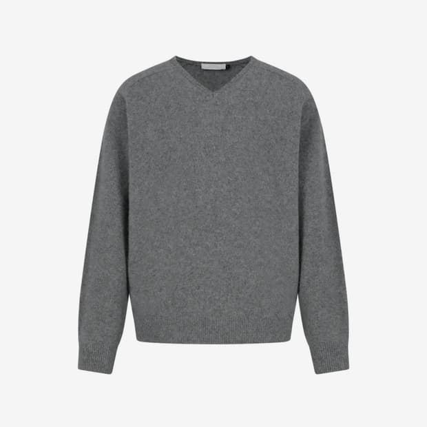 아모멘토 라쿤 브이넥 니트 차콜 그레이 M