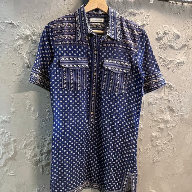 36 이자벨마랑 ISABEL MARANT 에스닉 패턴 셔츠 원피스 네이비