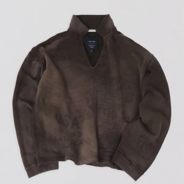 노티카 X 언더마이카 데미지드 오픈카라 풀오버