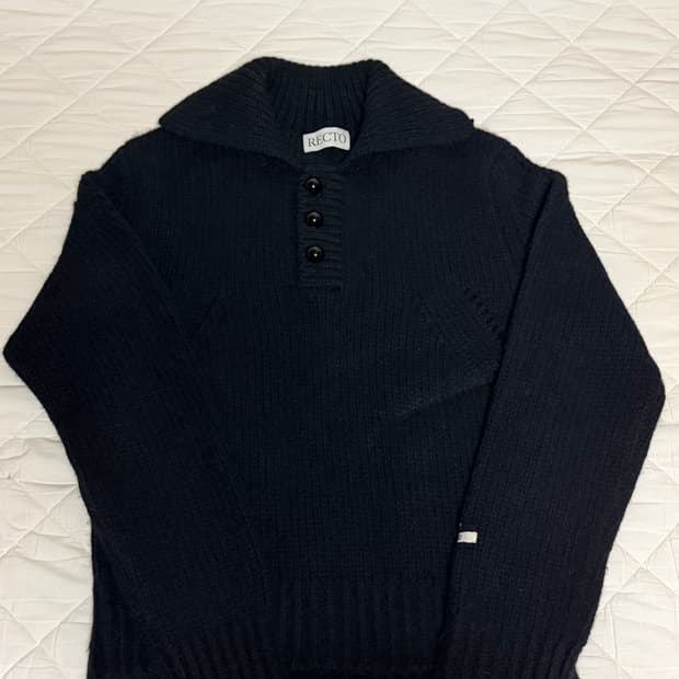 렉토 23FW 빈티지 버튼업 니트 스웨터 블랙