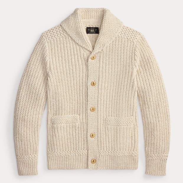 RRL 더블알엘 코튼 리넨 숄칼라 가디건 L