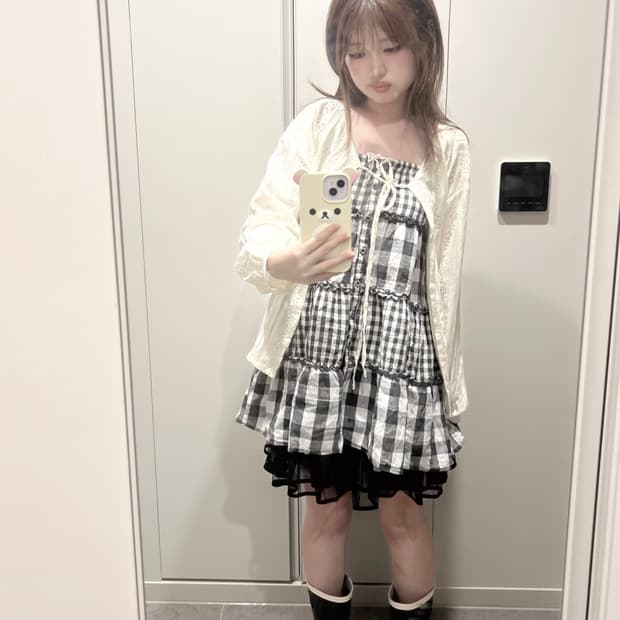 오레오 체크 데일리 모리 코디 세트