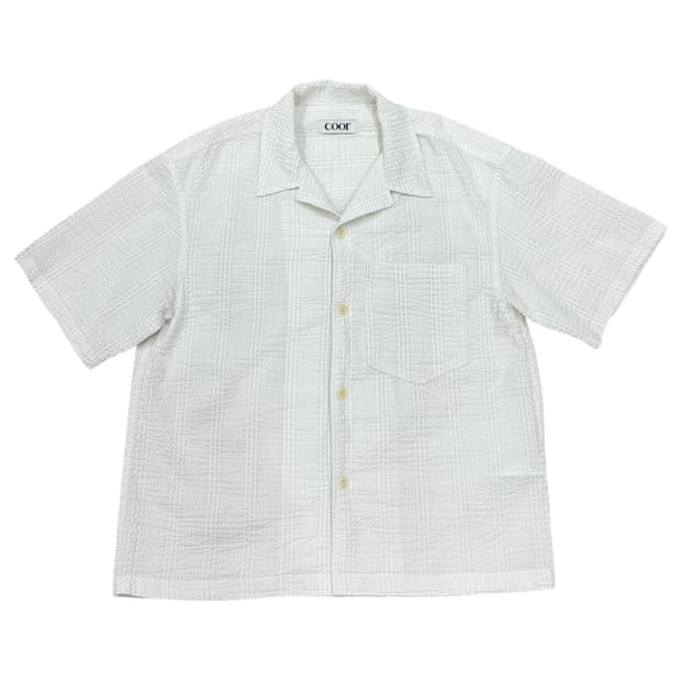 COOR 쿠어 시어서커 반팔 셔츠 남방 화이트 S