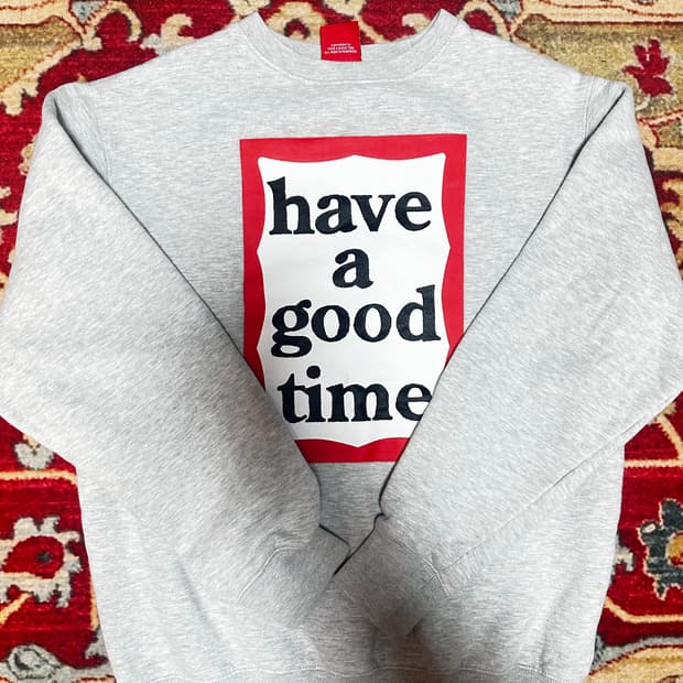 헤브어굿타임 로고 맨투맨 그레이 M