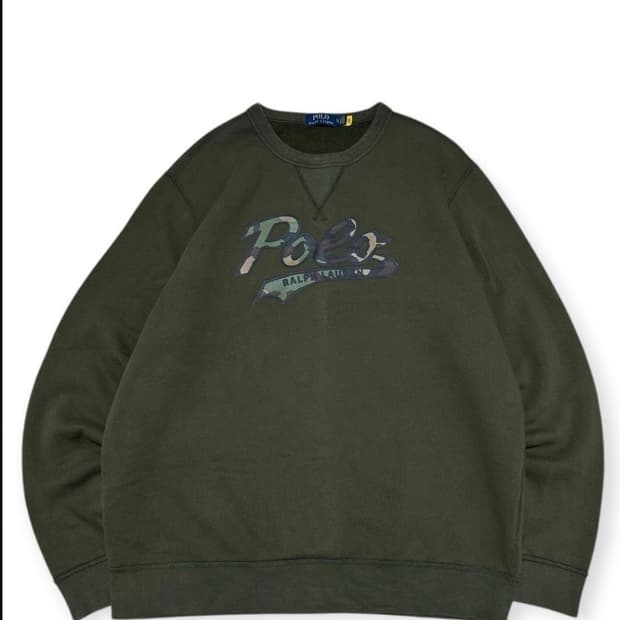 폴로 신형qr택 카키 맨투맨