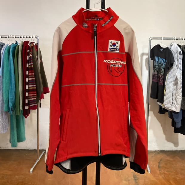 빈티지 레드 레이싱 집업
