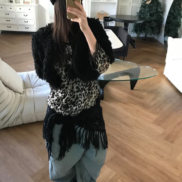 vintage black corp fur top