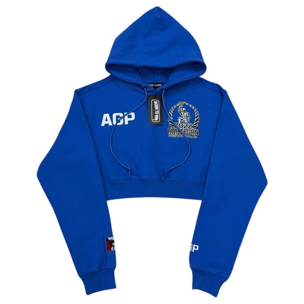 본투윈 AGP 크롭 후드티 블루 1