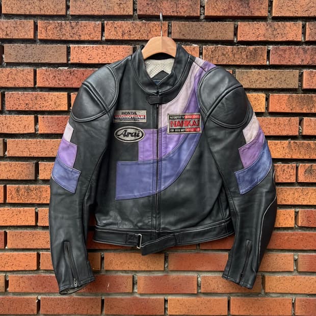90s 빈티지 올드 가죽 레이싱 자켓 (95)