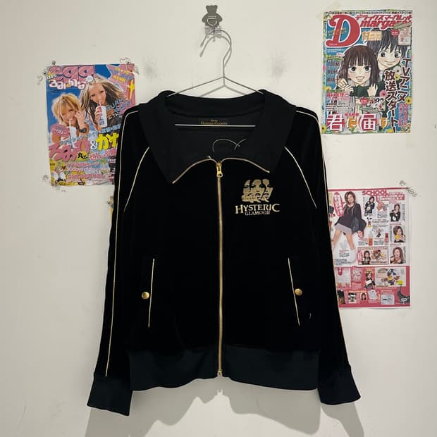 Hysteric Glamour black velvet zip-up 