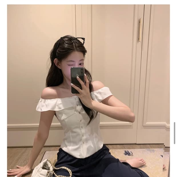 제니오 셸리 프릴 블라우스 S