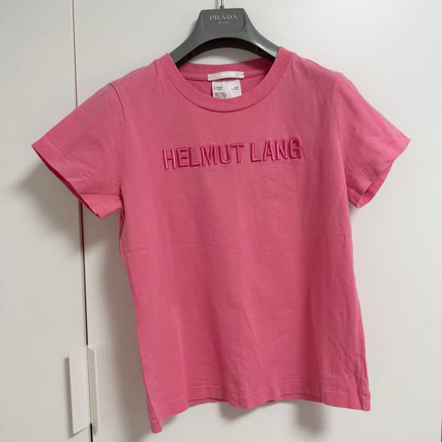 헬무트랭 핑크 반팔 티셔츠