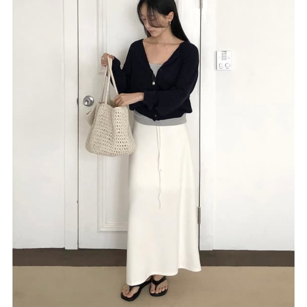 가내스라 델리 밴딩 롱스커트 썸머 아이보리 롱
