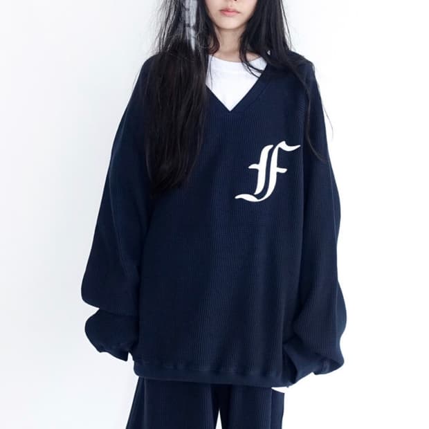 [F.E.E.S] waffle boxy MTM (navy)