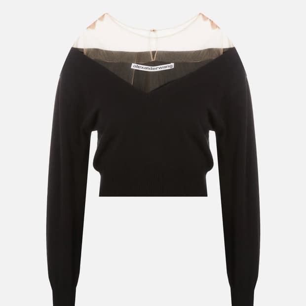 알렉산더왕 울 캐시미어 튤 탑 블랙 xs