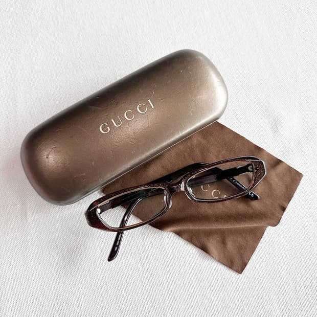 GUCCI glossy brown eyeglasses