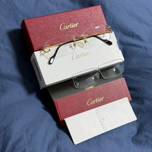(OS) Cartier 까르띠에 C 데코 무테 안경 금장