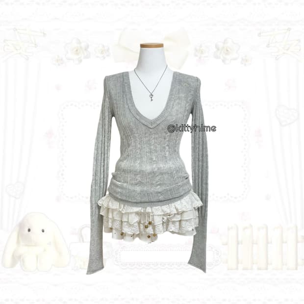 Aberrombie 아베크롬비 핀터깔 그레이 딱붙 니트아베니트 아베딱붙