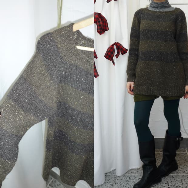 mocha stripe overfit knit