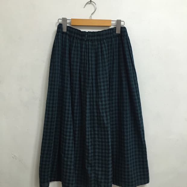 jpn) 모리걸 하구미 스즈코 아오이유우 키치 청록블랙 체크 롱 스커트
