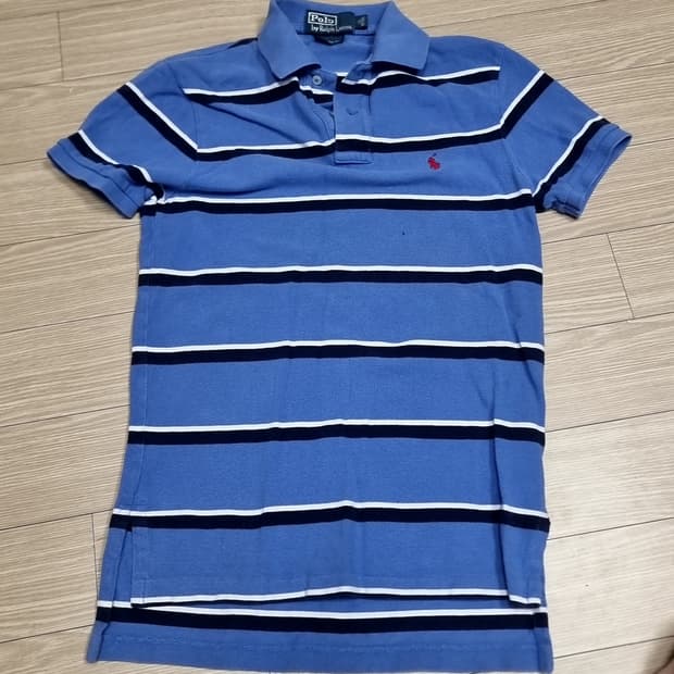 폴로 랄프로렌 블루 스트라이프 반팔 카라티xs