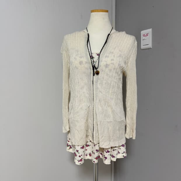 모리 아이보리 후드집업 