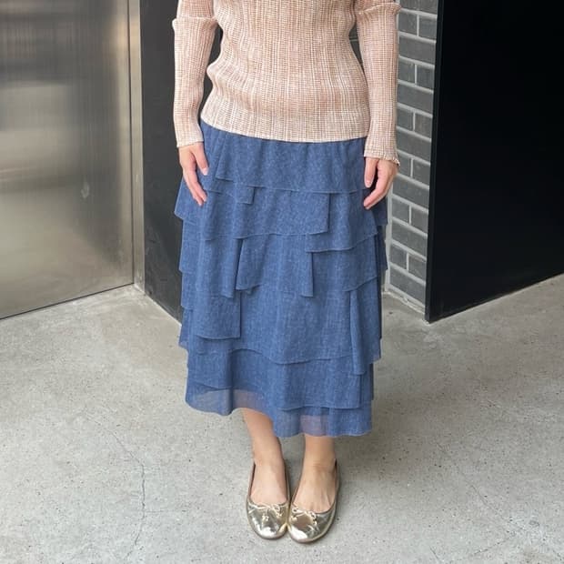 Hiroko bis 히로코비스 레이어드 스커트 블루